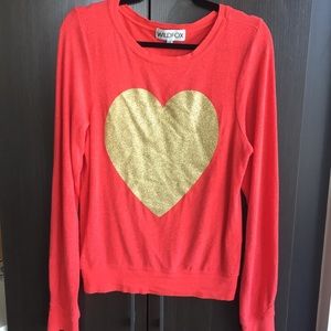 Wildfox Couture Sparkle Heart Baggy Beach Jumper